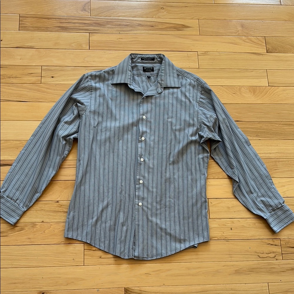 Arrow Gray Casual Button Down Shirt with Pinstripes
